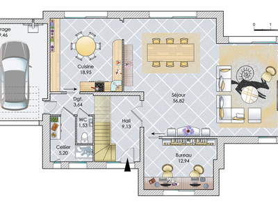 Plan habillé Rdc - maison - Belle des Flandres