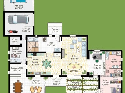 Plan habillé Rdc - maison - Maison de caractère