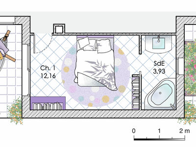 Plan habillé Zoom - maison - Une maison unique en Ile-de-France