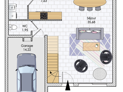 Plan habillé Rdc - maison - L’habitat durable pour tous