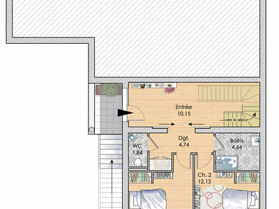 Plan habillé Rdc - maison - Une maison qui sait prendre de la hauteur