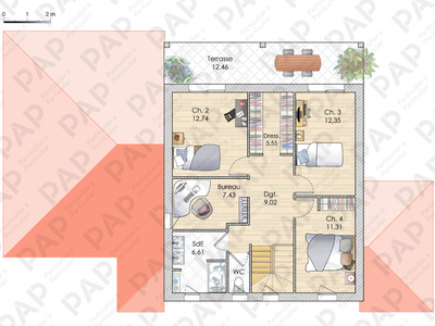 Plan habillé Etage - maison - Une maison connectée à la lumière