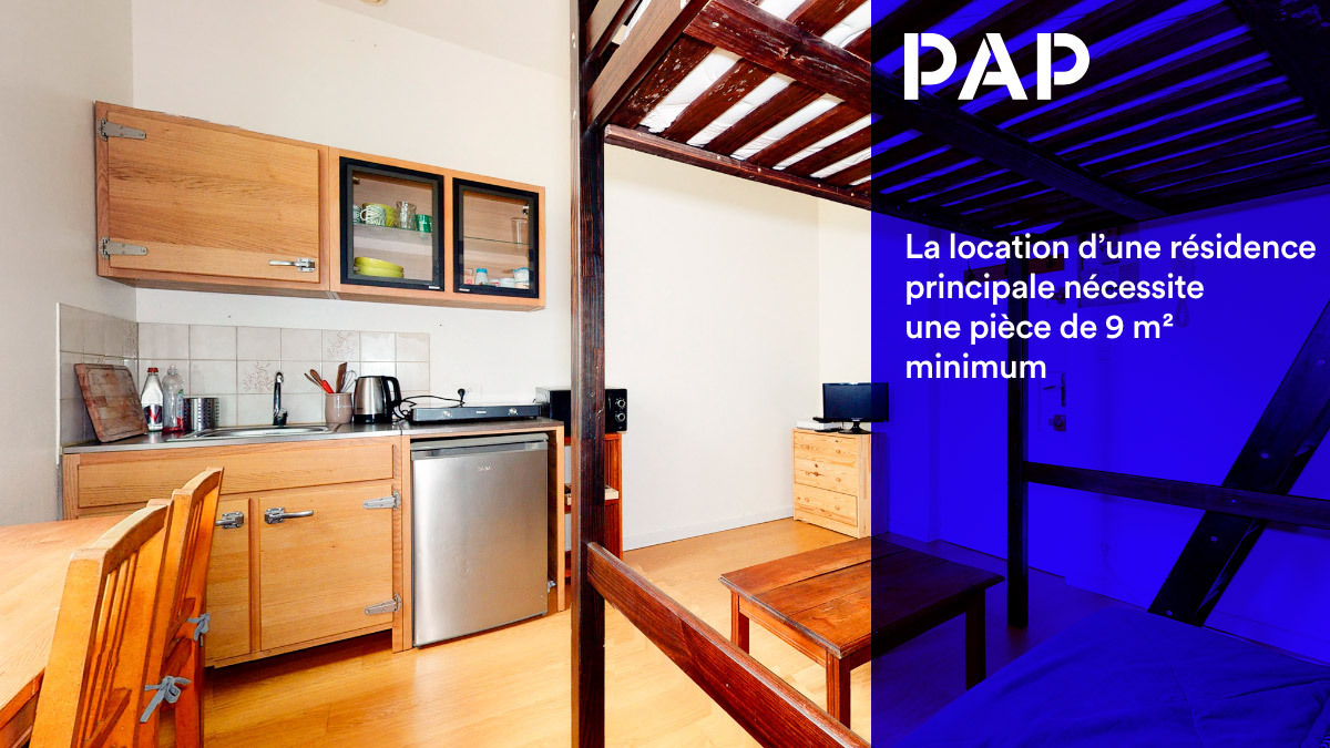 La surface minimale de 9 m² s'impose pour la location à usage de résidence principale du locataire.