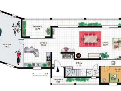 Plan habillé Rdc - maison - Maison spacieuse