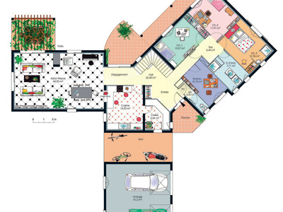 Plan habillé Rdc - maison - Villa méridionale
