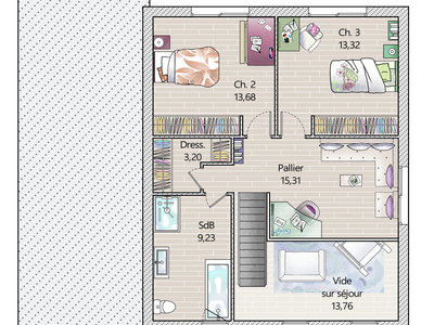 Plan habillé Etage - maison - Une maison sur la Côte d'Opale