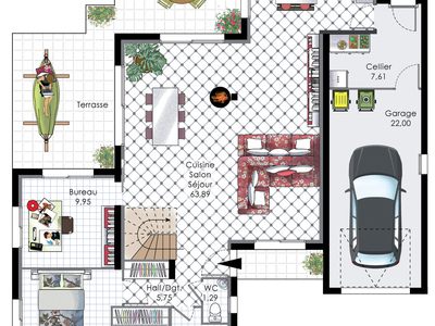 Plan habillé Rdc - maison - Maison performante