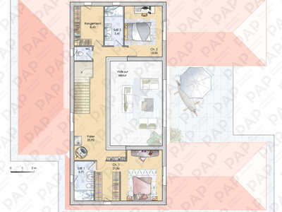 Plan habillé Etage - maison - Une maison parmi les oliviers