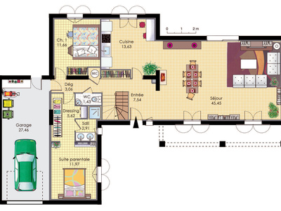 Plan habillé Rdc - maison - Une bastide moderne