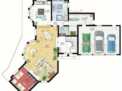 Plan habillé Rdc - maison - Maison singulière
