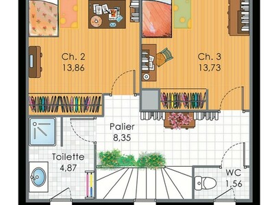Plan habillé Etage - maison - Maison spacieuse