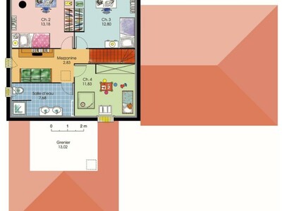 Plan habillé Etage - maison - Maison méridionale 1