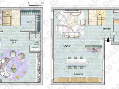 Plan habillé Soussol - maison - Une maison en angle et en ouverture