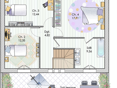 Plan habillé Etage - maison - Une maison au charme empreint de classicisme