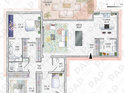 Plan habillé Rdc - maison - Une maison pour célébrer l'art de vivre sous les tropiques