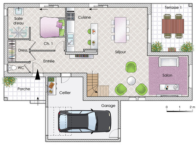 Plan habillé Rdc - maison - Une maison à l'esthétique recherchée