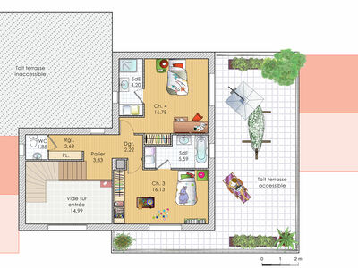 Plan habillé Etage - maison - Un plan très étudié