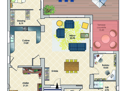 Plan habillé Rdc - maison - Une maison contemporaine et élégante