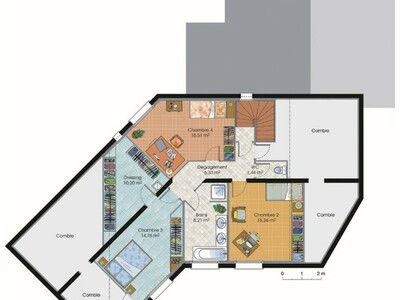 Plan habillé Etage - maison - Villa spacieuse traditionnelle