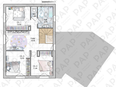Plan habillé Etage - maison - Une maison design et sur mesure : explorez ses plans !