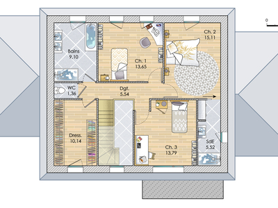 Plan habillé Etage - maison - Belle des Flandres