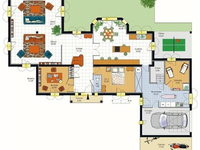 Plan habillé Rdc - maison - Ample demeure bourgeoise