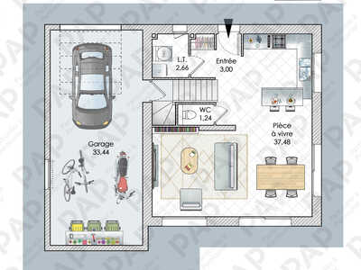 Plan habillé Rdc - maison - Une maison sur les reliefs