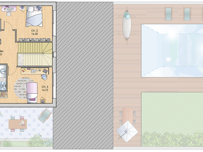 Plan habillé Etage - maison - Une maison atypique sur mesure