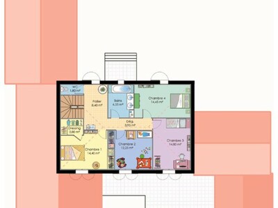 Plan habillé Etage - maison - Maison de caractère