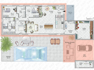 Plan habillé Rdc - maison - Une maison sous le soleil occitan