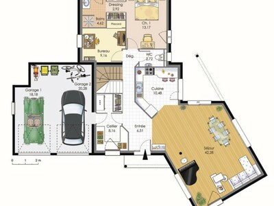 Plan habillé Rdc - maison - Maison contemporaine