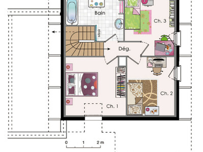 Plan habillé Etage - maison - Maisons BBC