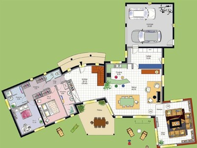 Plan habillé Rdc - maison - Vaste villa