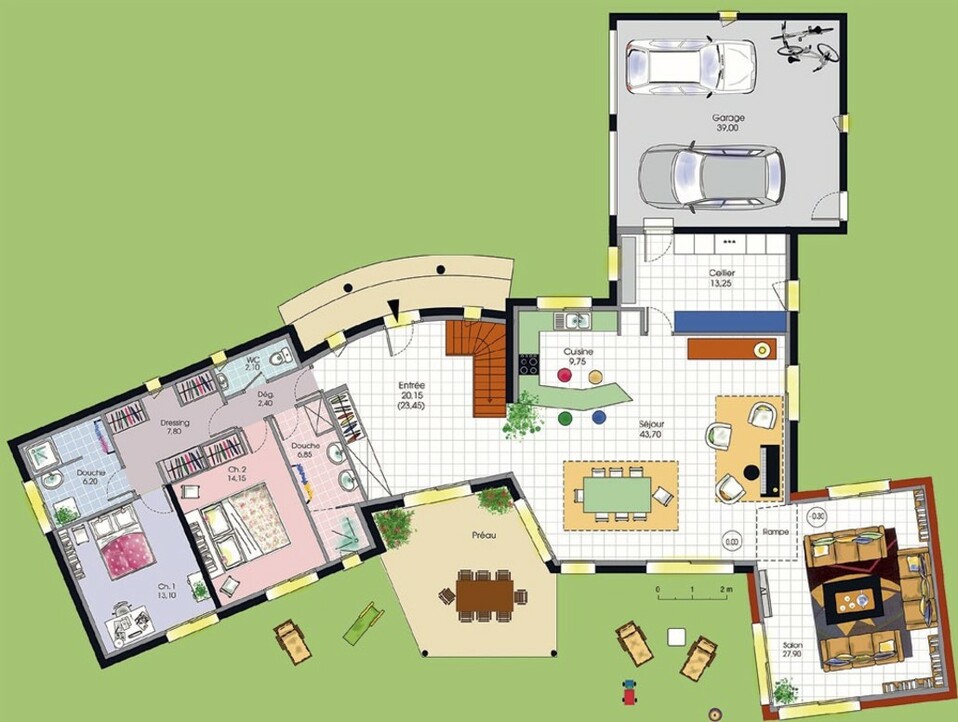 Plan maison meublé - Vaste villa