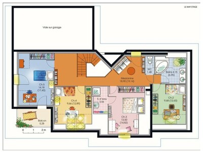 Plan habillé Etage - maison - Maison de caractère 1