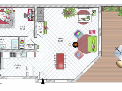 Plan habillé Rdc - maison - Une maison à l'architecture originale