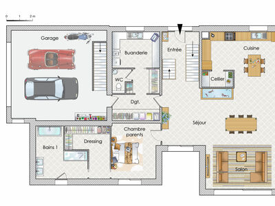 Plan habillé Rdc - maison - La maison Horizon