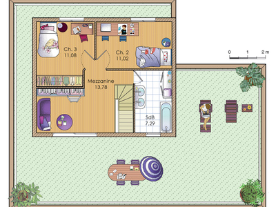 Plan habillé Etage - maison - Une vaste maison écologique