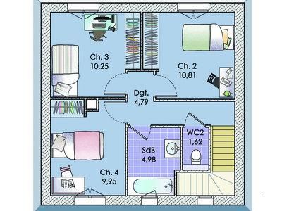 Plan habillé Etage - maison - Une maison avec une terrasse couverte