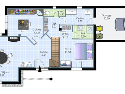 Plan habillé Rdc - maison - Villa