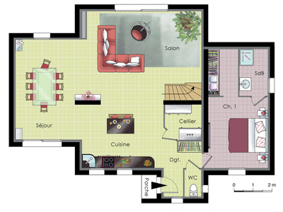 Plan habillé Rdc - maison - Maison moderne et écologique