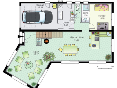 Plan habillé Rdc - maison - Villa contemporaine 2