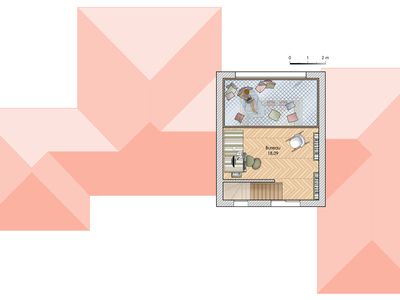 Plan habillé Etage - maison - Une maison contemporaine atypique