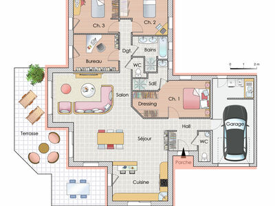 Plan habillé Rdc - maison - Une maison résolument moderne