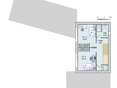 Plan habillé Etage - maison - Une maison contemporaine et lumineuse