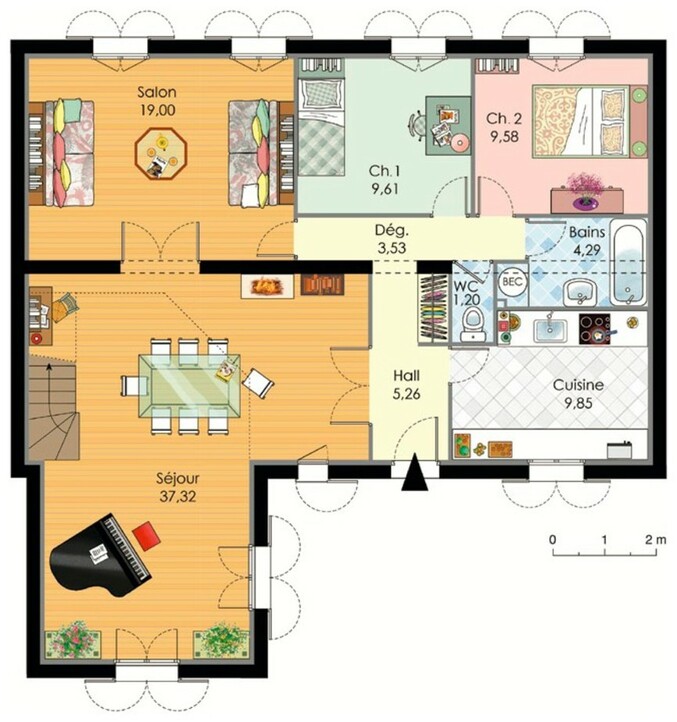 Plan maison meublé - Maison familiale 1
