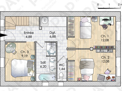 Plan habillé Rdc - maison - Une maison à leur image