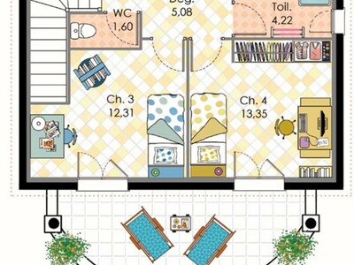 Plan habillé Etage - maison - Maison BBC 3