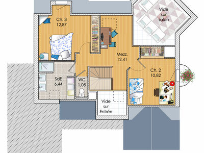 Plan habillé Etage - maison - Une maison ouverte sur le monde