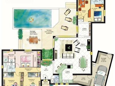 Plan habillé Rdc - maison - Maison fonctionnelle 1